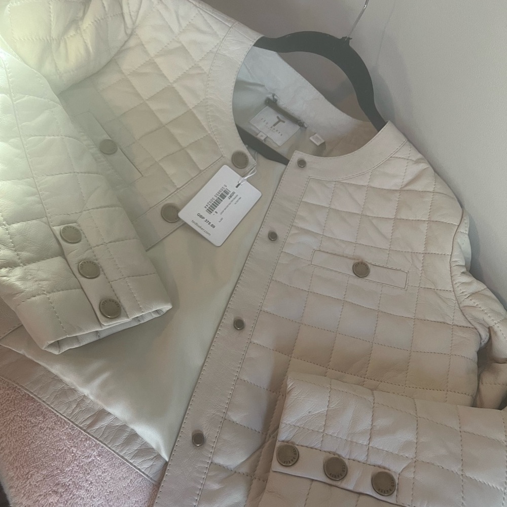 Ted Baker cream/nude color leather jacket - Picture 5 of 10